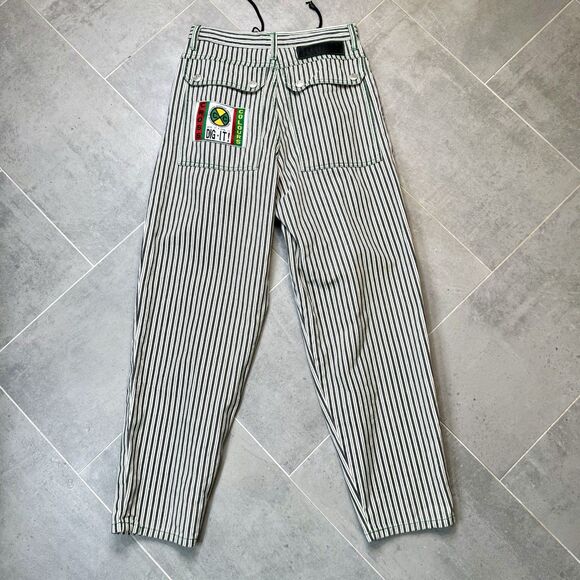 VTG Cross Colours Dig It Black White Striped Baggy Hip Hop Jeans 32 (30) USA - Picture 2 of 16